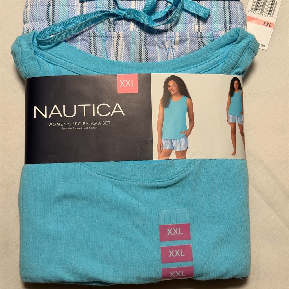 Nautica Women's Aqua and Blue Pajama Set